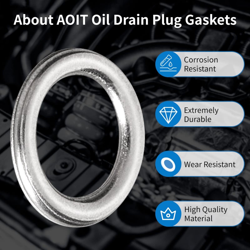 AOIT M12 Transmission Drain Plug Gasket Fits for Toyota 4Runner Lexus GX460, IS250, IS300, IS350, SC300, SC400, Replacement for the Part# 35178-30010, 10 Pack - Image 3